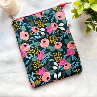 Fuschia & Peach Floral -  Zippered Book Sleeve