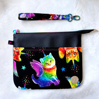 Rainbow Unicorn Kittens e-reader Zippered Sleeve with wristlet strap