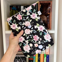 Pink and Black Floral -  Zippered Book Sleeve
