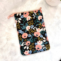 Peach Floral -  Zippered Book Sleeve
