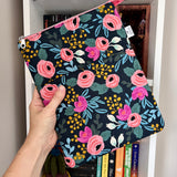 Fuschia & Peach Floral -  Zippered Book Sleeve