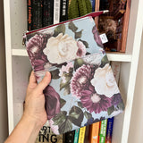 Burgundy Floral -  Zippered Book Sleeve