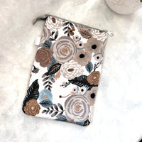 Grey Floral -  Zippered Book Sleeve