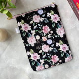 Pink and Black Floral -  Zippered Book Sleeve