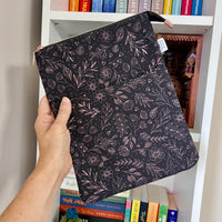 Rose Gold Floral Line Art -  Zippered Book Sleeve