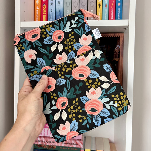 Peach Floral -  Zippered Book Sleeve