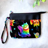 Rainbow Unicorn Kittens e-reader Zippered Sleeve with wristlet strap