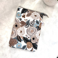 Grey Floral -  Zippered Book Sleeve
