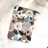 Grey Floral -  Zippered Book Sleeve