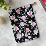 Pink and Black Floral -  Zippered Book Sleeve
