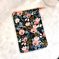 Peach Floral -  Zippered Book Sleeve