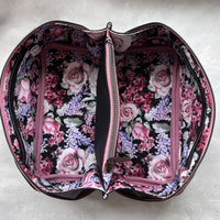 Black & Dusty Rose Floral Magic Makeup Bag