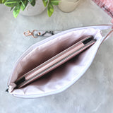 Pink & Grey Floral e-reader Zippered Sleeve with wristlet strap