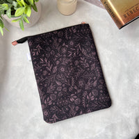 Rose Gold Floral Line Art -  Zippered Book Sleeve
