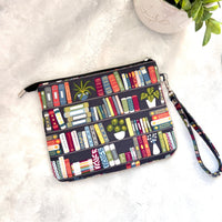 Bookshelf with Plants on Dark Grey e-reader Zippered Sleeve with wristlet