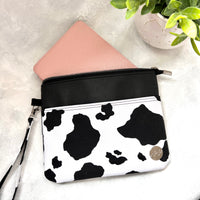 Cow Print e-reader Zippered Sleeve with wristlet