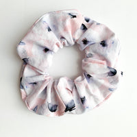 Floral - white on pink Scrunchie