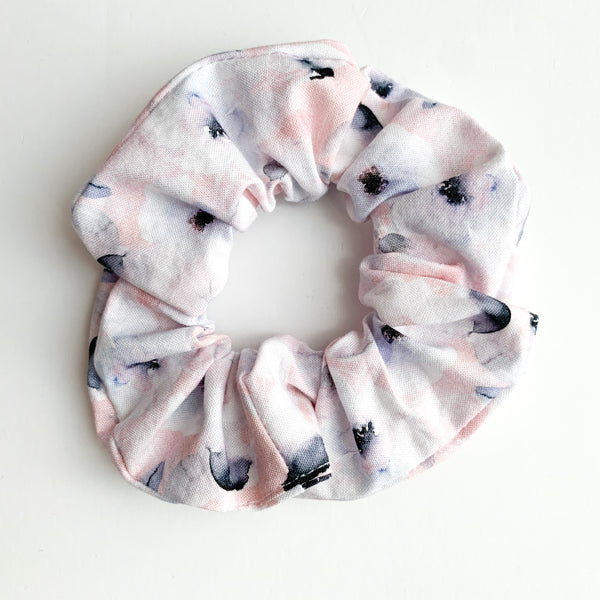 Floral - white on pink Scrunchie