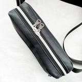 Black on Black with Silver Zipper Large Crossbody Bag