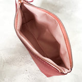 Small Faux Leather Zipper Bag -  Dusty Rose