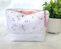 Tiny Floral Cosmetic - Travel - Craft  Zipper Bag