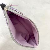 Small Faux Leather Zipper Bag -  Lavender & Blue Floral