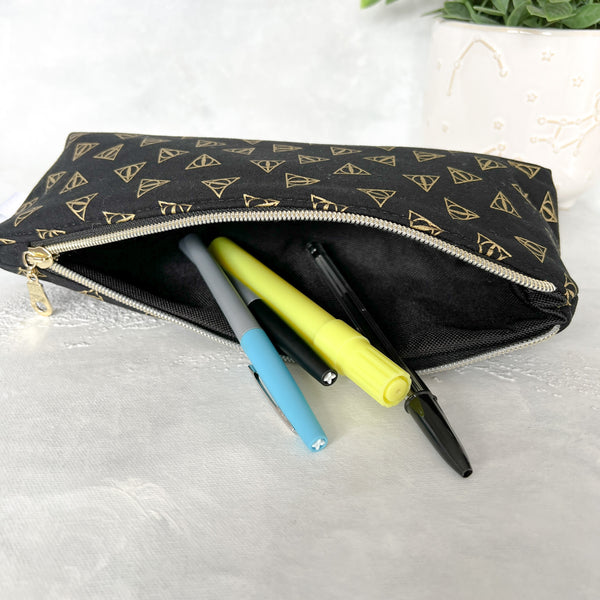 Harry Potter Gold Deathly Hallows Pencil Case – visuallyvee