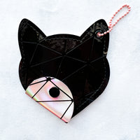 Faux Leather Cat Pouch - Rose Gold & Black Fractured