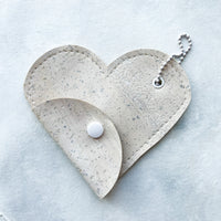 Cork Heart Pouch - White