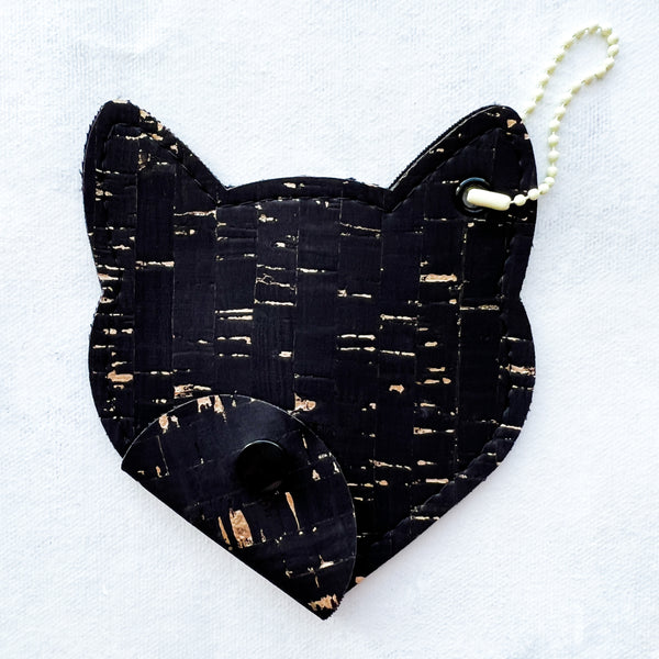 Cork Cat Pouch - Black & Gold Metallic