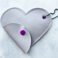 Faux Leather Heart Pouch - Iridescent