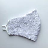 White Bridal Lace Overlay Fabric Face Mask