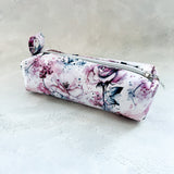 Pink & Grey Floral Faux Leather - Small Boxy Pouch