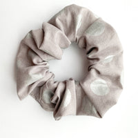 Grey & Silver polka dots Scrunchie