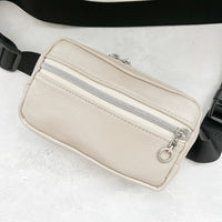 Genuine Leather Ivory Small Crossbody/Hip Bag