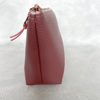 Small Faux Leather Zipper Bag -  Dusty Rose
