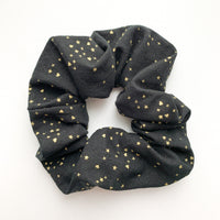Gold metallic confetti on black Scrunchie