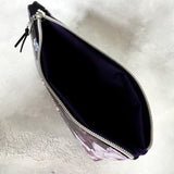 Small Faux Leather Zipper Bag -  Purple Floral
