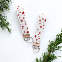 Snowflakes Fabric Keychain Wristlet