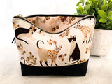 Floral Cats with party hats Cosmetic - Travel - Craft  Zipper Bag