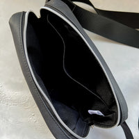 Black on Black with Silver Zipper Large Crossbody Bag