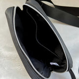 Black on Black with Silver Zipper Large Crossbody Bag