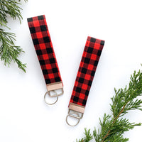 Buffalo Plaid Fabric Keychain Wristlet
