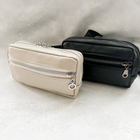 Genuine Leather Ivory Small Crossbody/Hip Bag