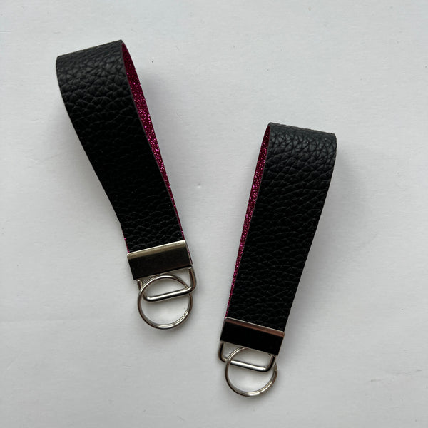 Keychain - Black and Pink Glitter